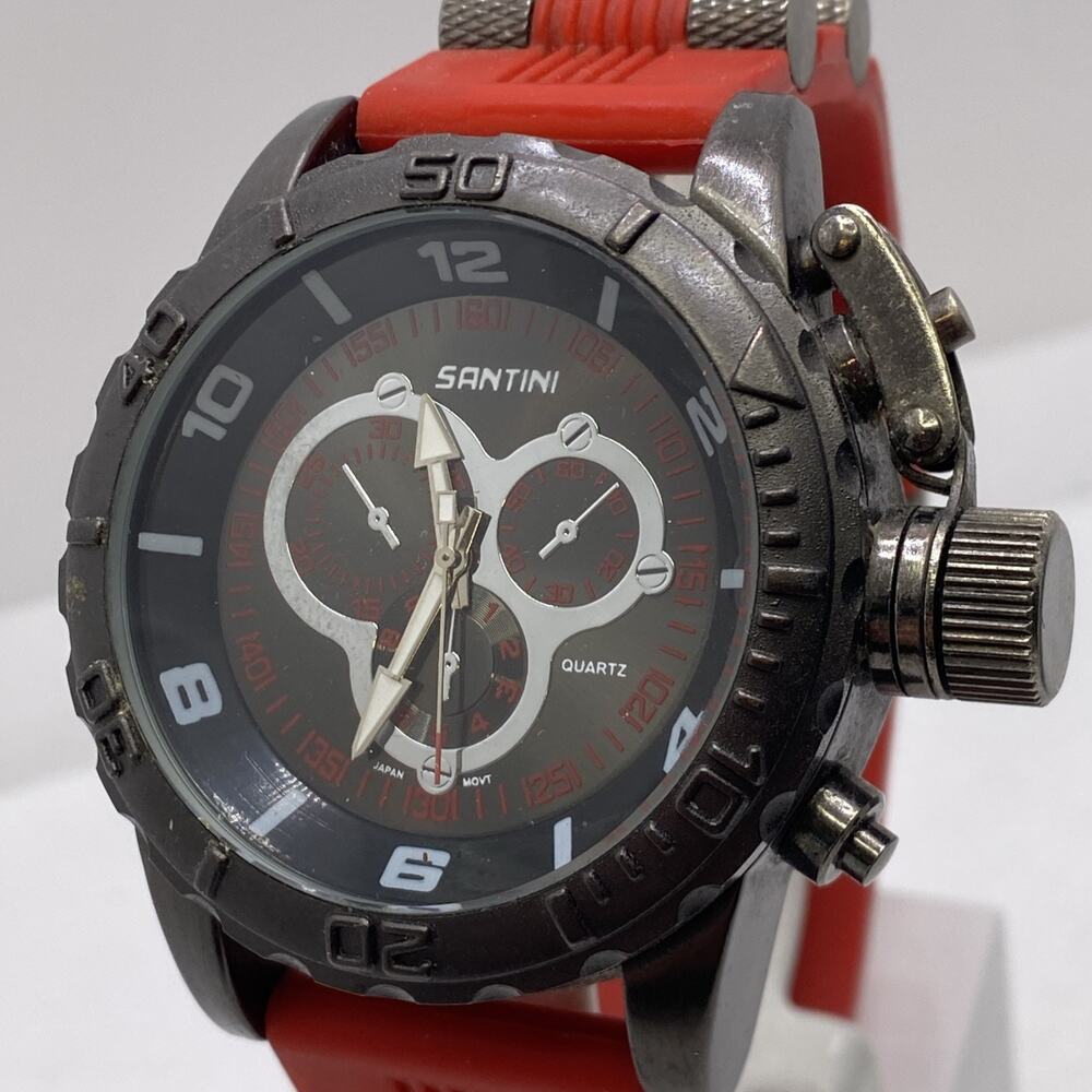 Santini Mens Rugged Large Face Watch Works New Battery
